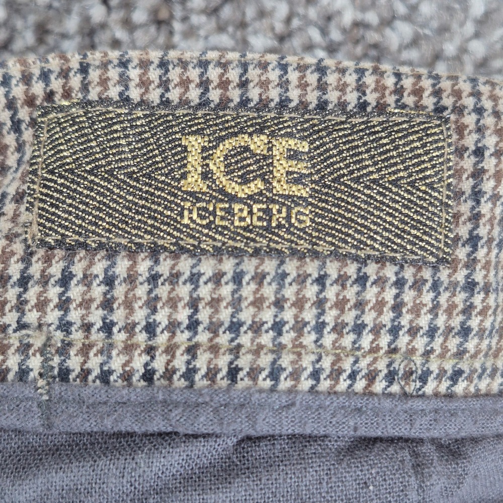 Ice Iceberg Gilmar Jogger Pants Mens 34 Brown Houndstooth Made in Italy - Picture 6 of 13